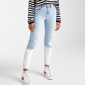 Cello (sold by Simons) light denim and white dip-dyed straight jeans NWT